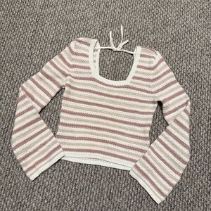 Hollister striped crochet-style square-neck sweater